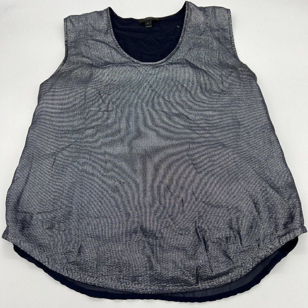 J Crew Metallic Blue Tank Blouse size M